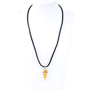 Vintage Sterling Silver 925 Orange Agate Point Pendant Necklace 19.5"